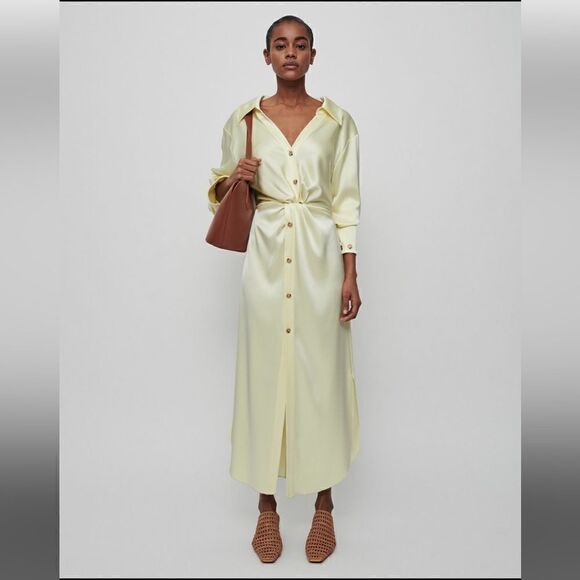 NANUSHKA Ayse Front Twist Satin Dress Lumen size Large - Picture 6 of 14